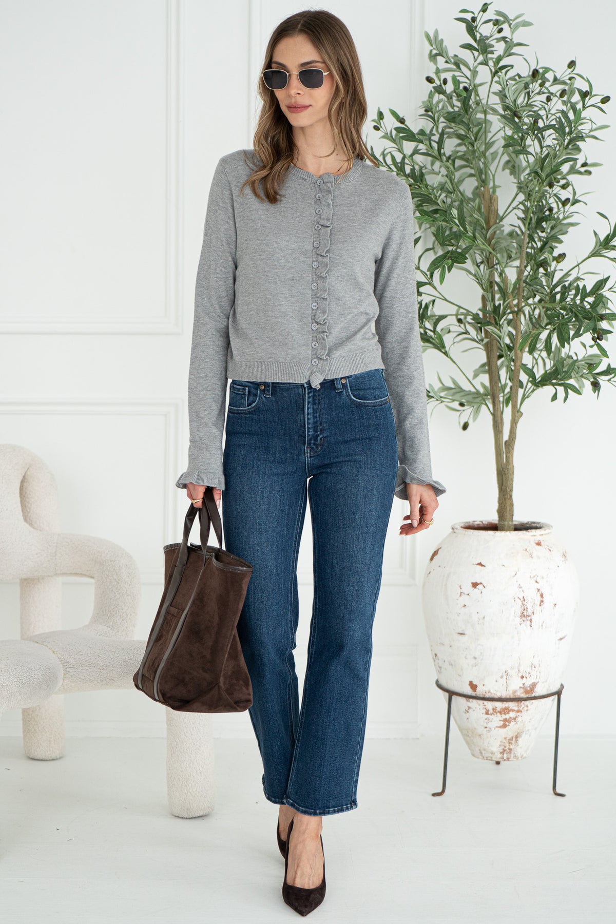 COLLINS KNIT CARDIGAN-GY