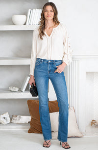 SAN FRAN NIGHTS LINEN BLEND BLOUSE