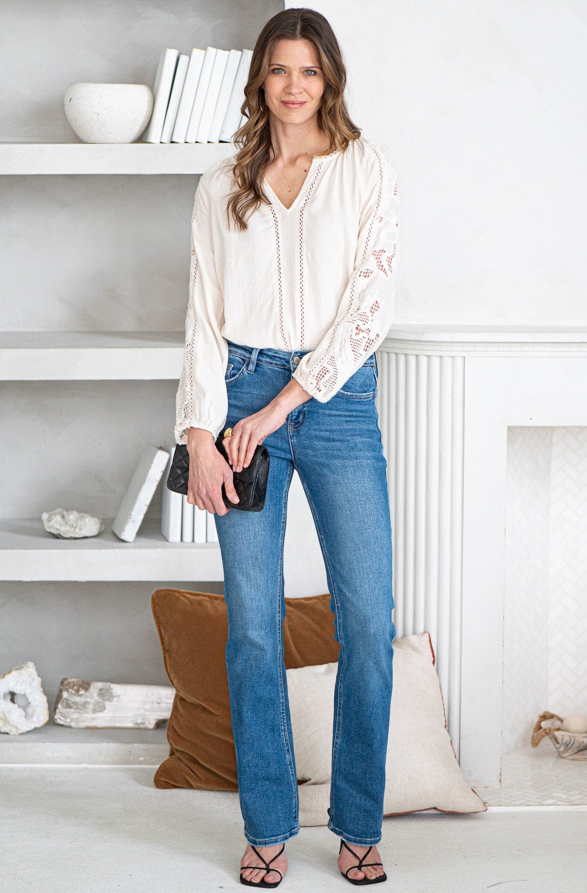 SAN FRAN NIGHTS LINEN BLEND BLOUSE
