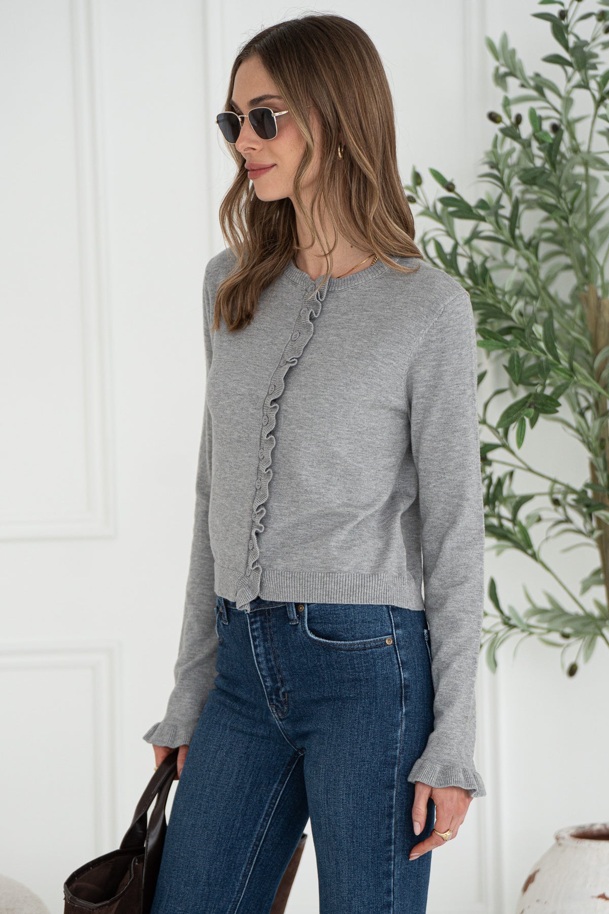 COLLINS KNIT CARDIGAN-GY