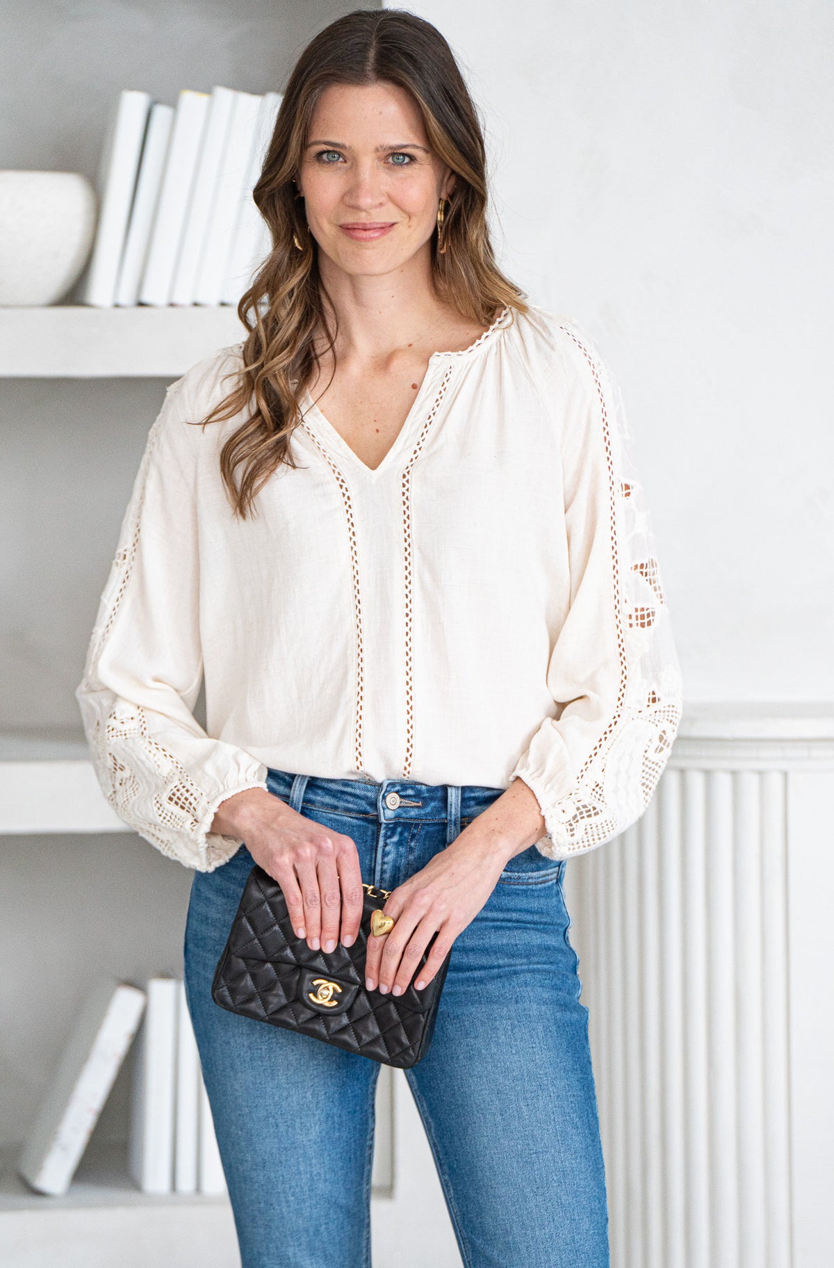 SAN FRAN NIGHTS LINEN BLEND BLOUSE