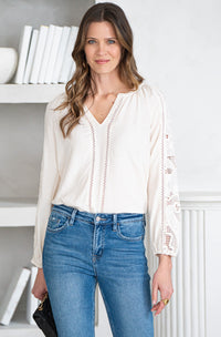 SAN FRAN NIGHTS LINEN BLEND BLOUSE