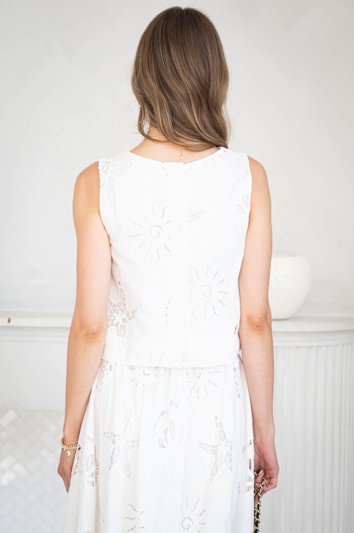 AVELINE EYELET TANK-WH