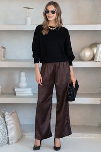 QUIET LUXURY WIDE LEG SATIN PANTS