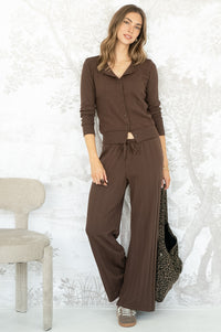 RIO POINTELLE CARDIGAN IN MOCHA