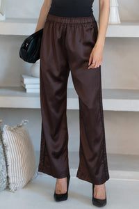 QUIET LUXURY WIDE LEG SATIN PANTS