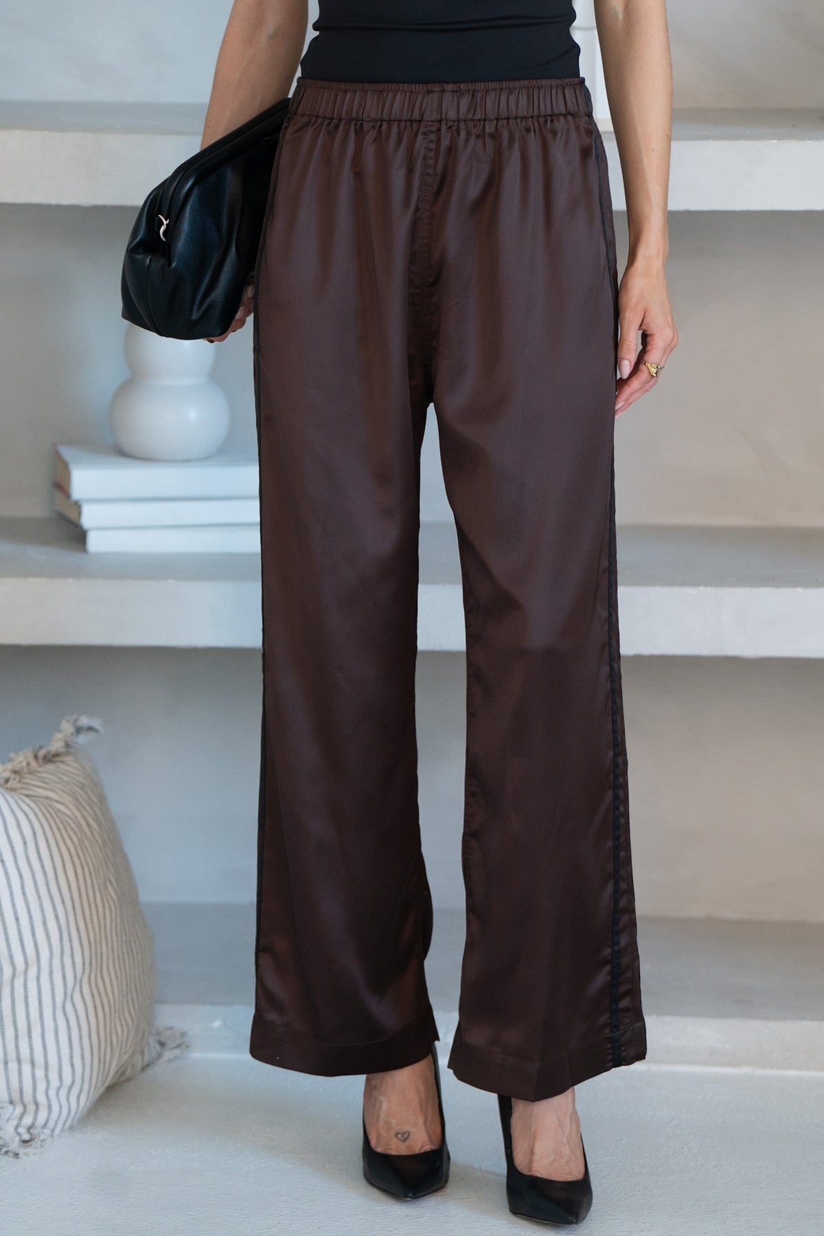 QUIET LUXURY WIDE LEG SATIN PANTS
