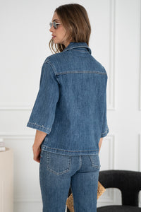 MAYGEN STUD S/S DENIM TOP