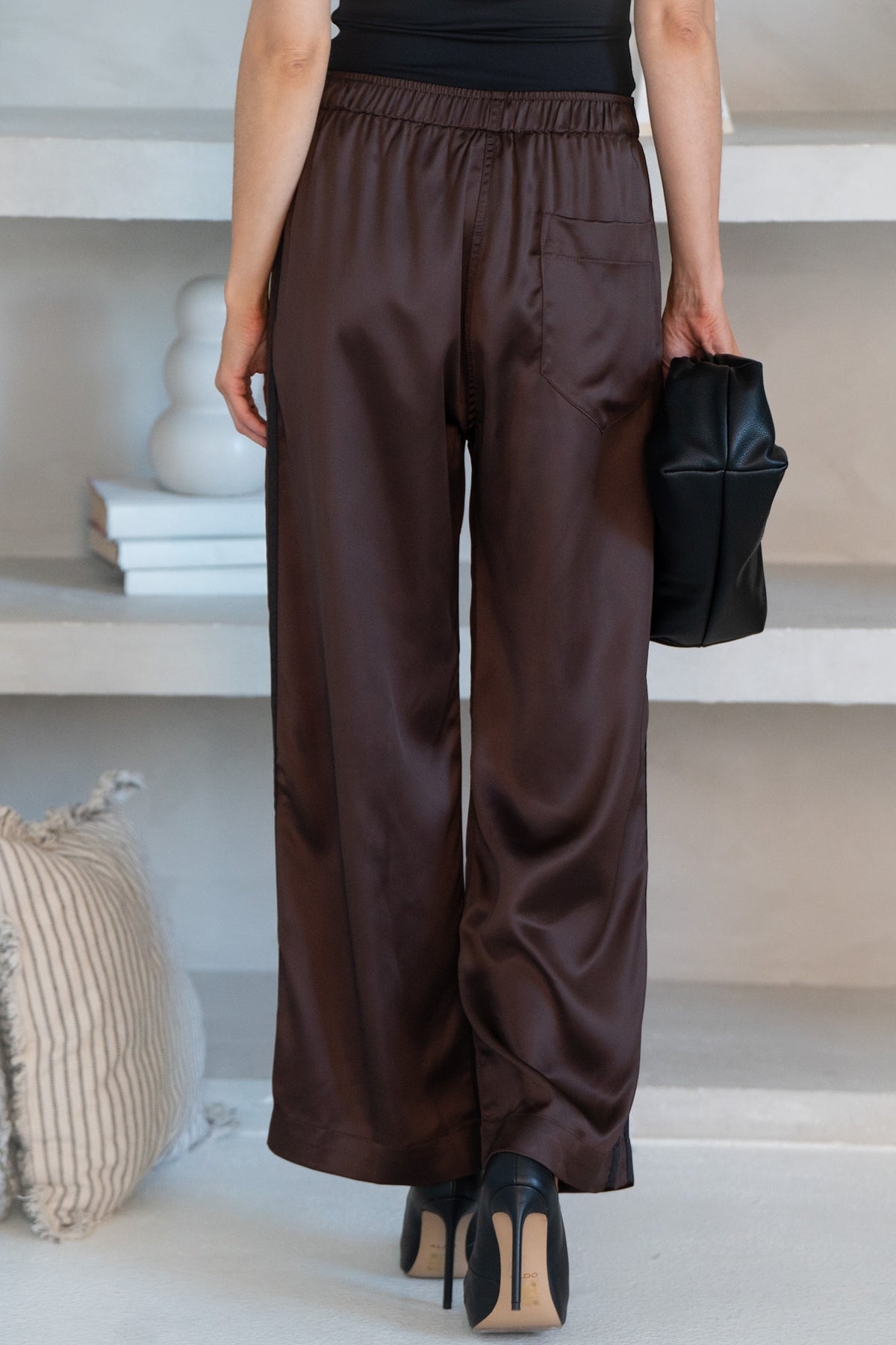 QUIET LUXURY WIDE LEG SATIN PANTS