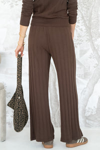 RIO POINTELLE WIDE LEG PANTS IN MOCHA