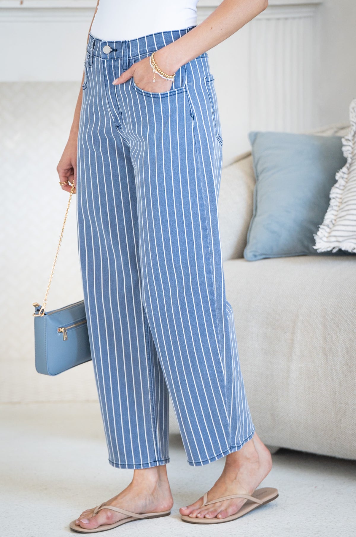 VERONA STRIPE BARREL JEANS