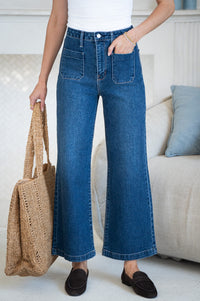 HALI PATCH POCKET WIDE LEG JEANS-DB