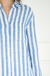 SATURDAYS STRIPE COTTON GAUZE TOP