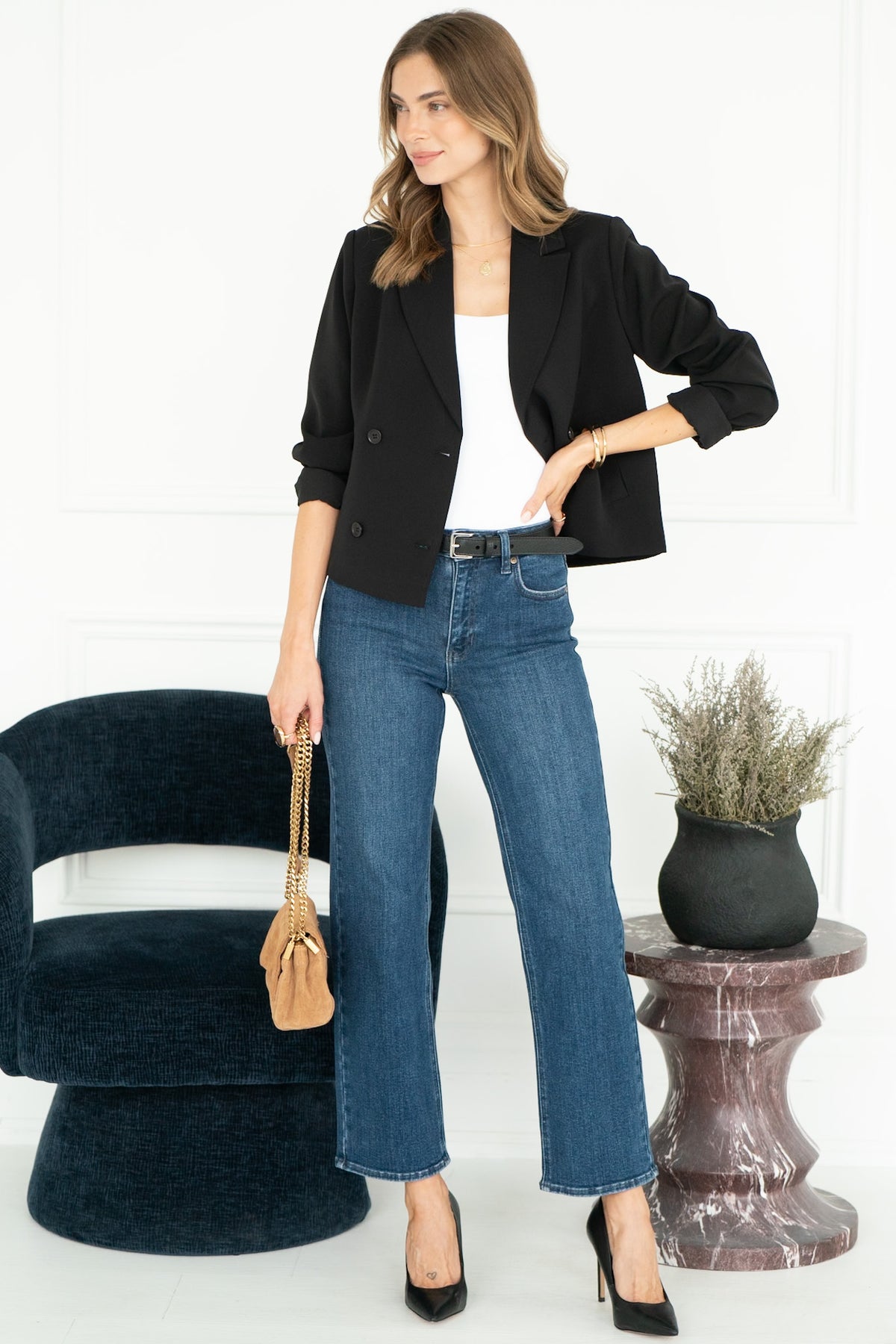 MONTANA CROPPED BLAZER IN BLACK
