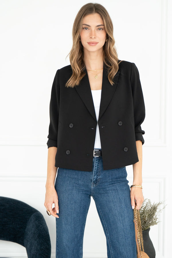 MONTANA CROPPED BLAZER IN BLACK