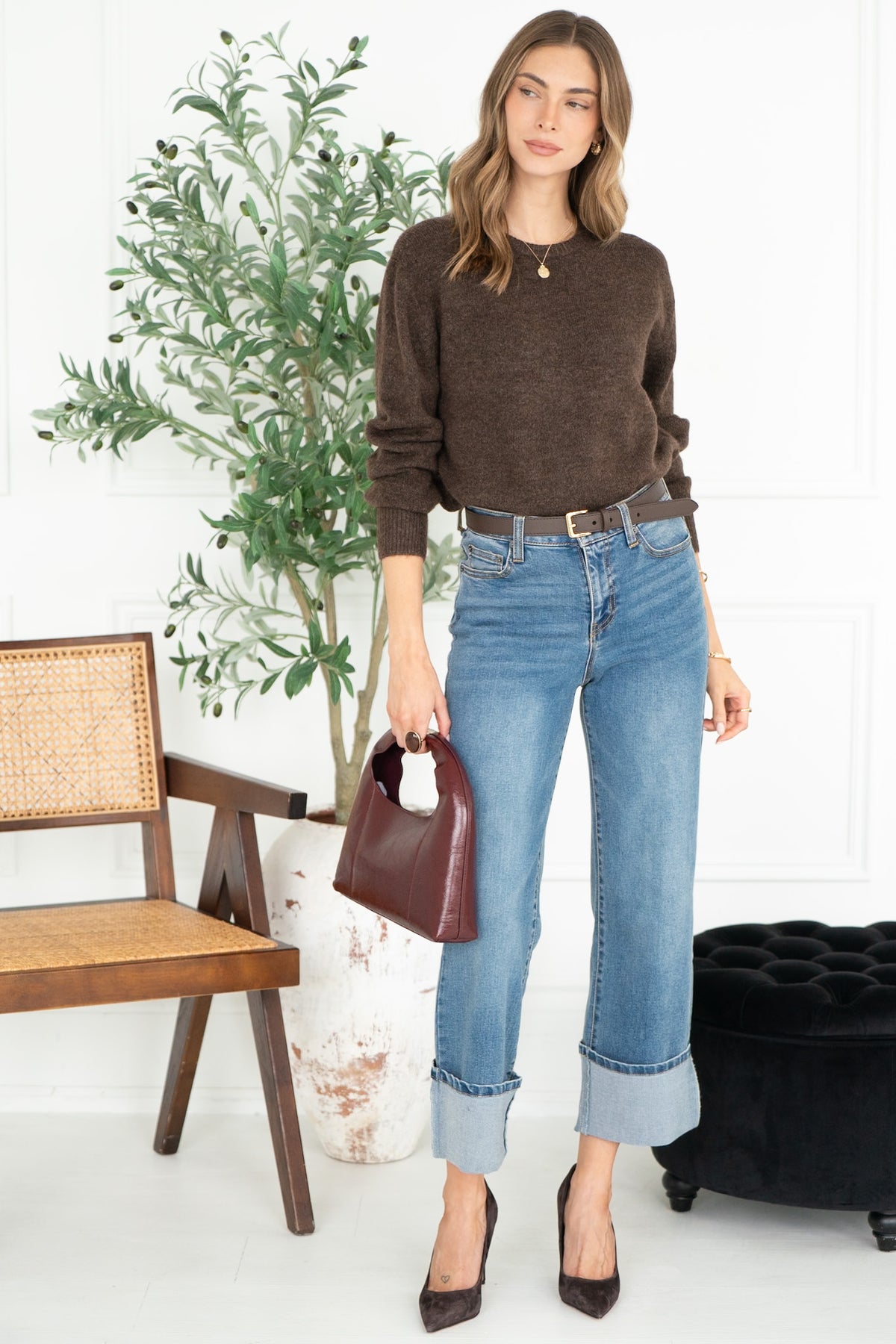WILFRED PULLOVER SWEATER IN CHOCOLATE