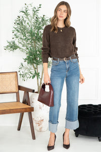 WILFRED PULLOVER SWEATER IN CHOCOLATE