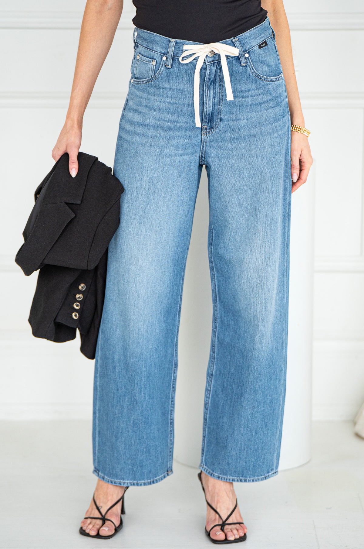 NELLA WAIST TIE WIDE LEG JEANS