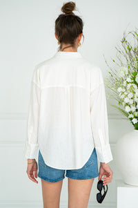 EMALINE LINEN BUTTON DOWN TOP-WH