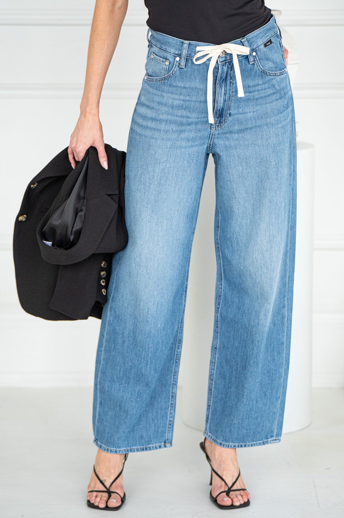 NELLA WAIST TIE WIDE LEG JEANS