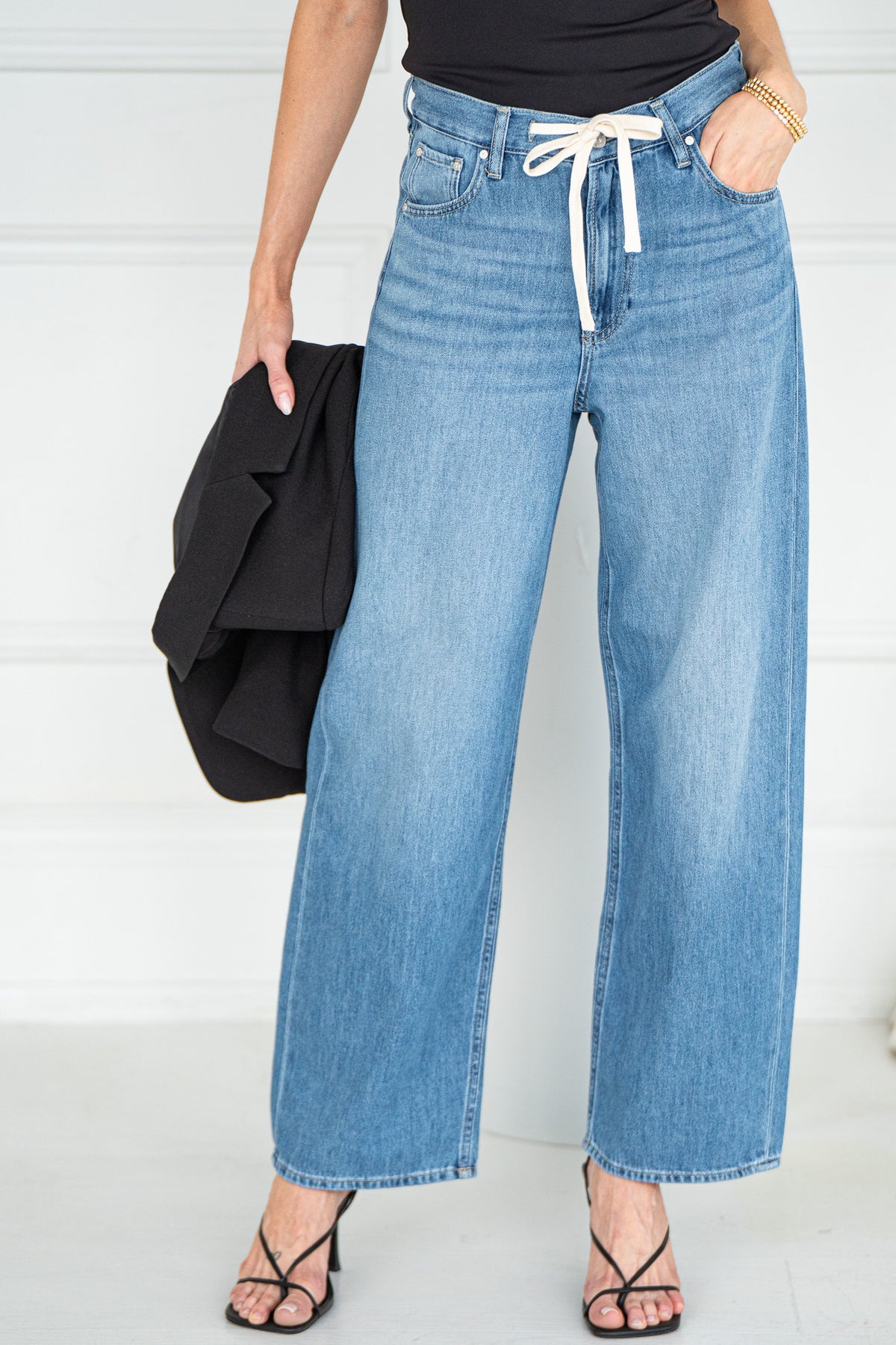 NELLA WAIST TIE WIDE LEG JEANS