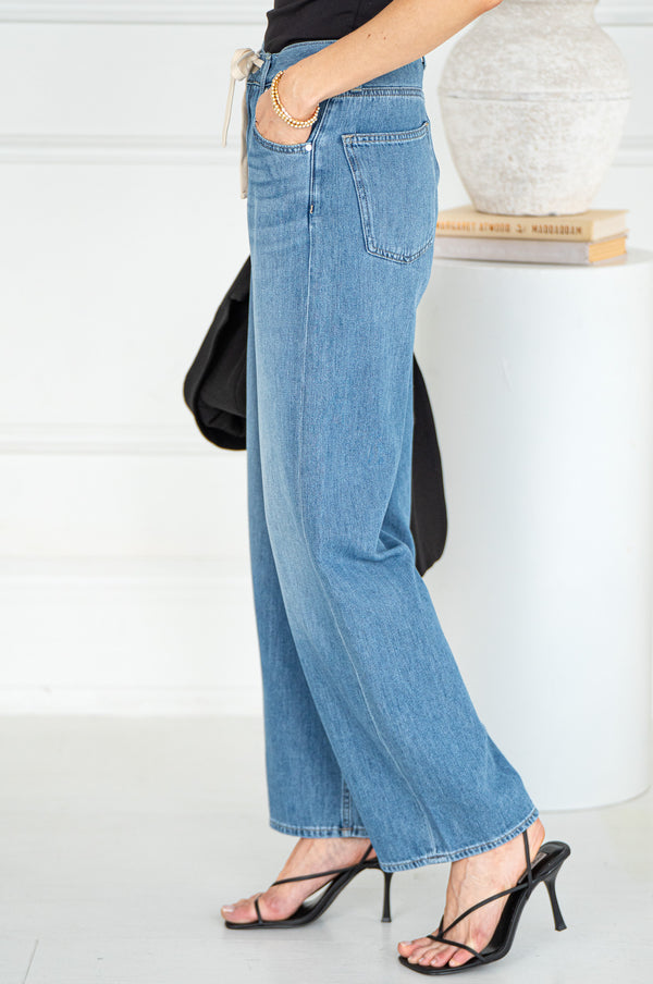 NELLA WAIST TIE WIDE LEG JEANS