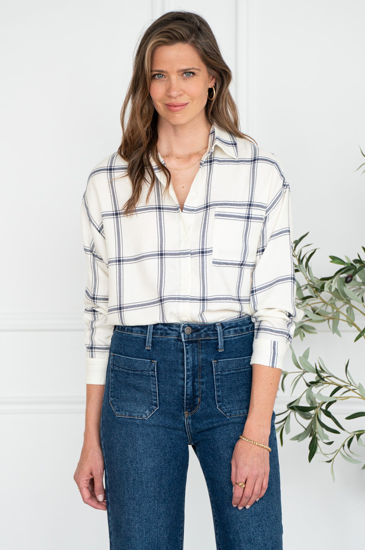 RIVER PLAID BUTTON UP-IN