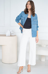 PALOMA PINSTRIPE WIDE LEG JEANS