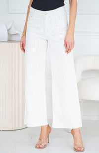 PALOMA PINSTRIPE WIDE LEG JEANS