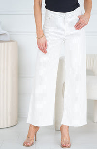 PALOMA PINSTRIPE WIDE LEG JEANS
