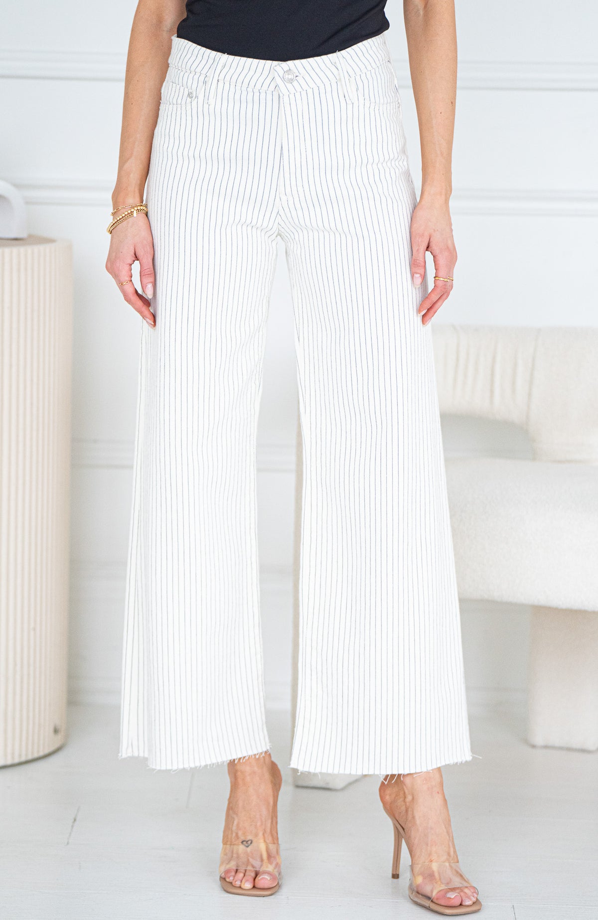 PALOMA PINSTRIPE WIDE LEG JEANS