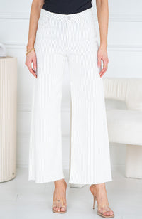 PALOMA PINSTRIPE WIDE LEG JEANS