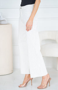 PALOMA PINSTRIPE WIDE LEG JEANS