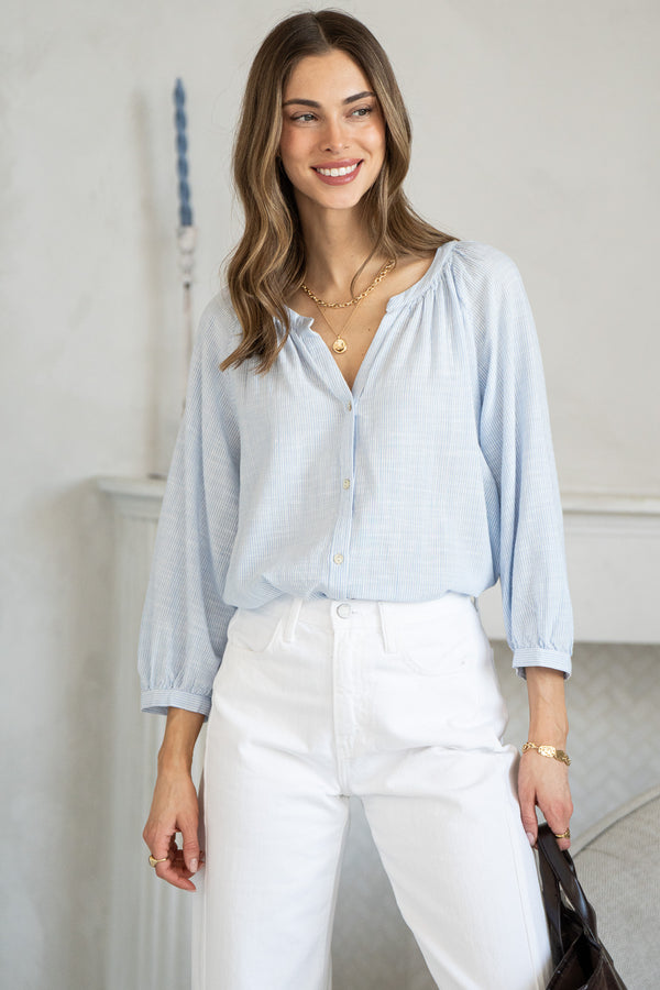 NORA STRIPE BLOUSE-BL