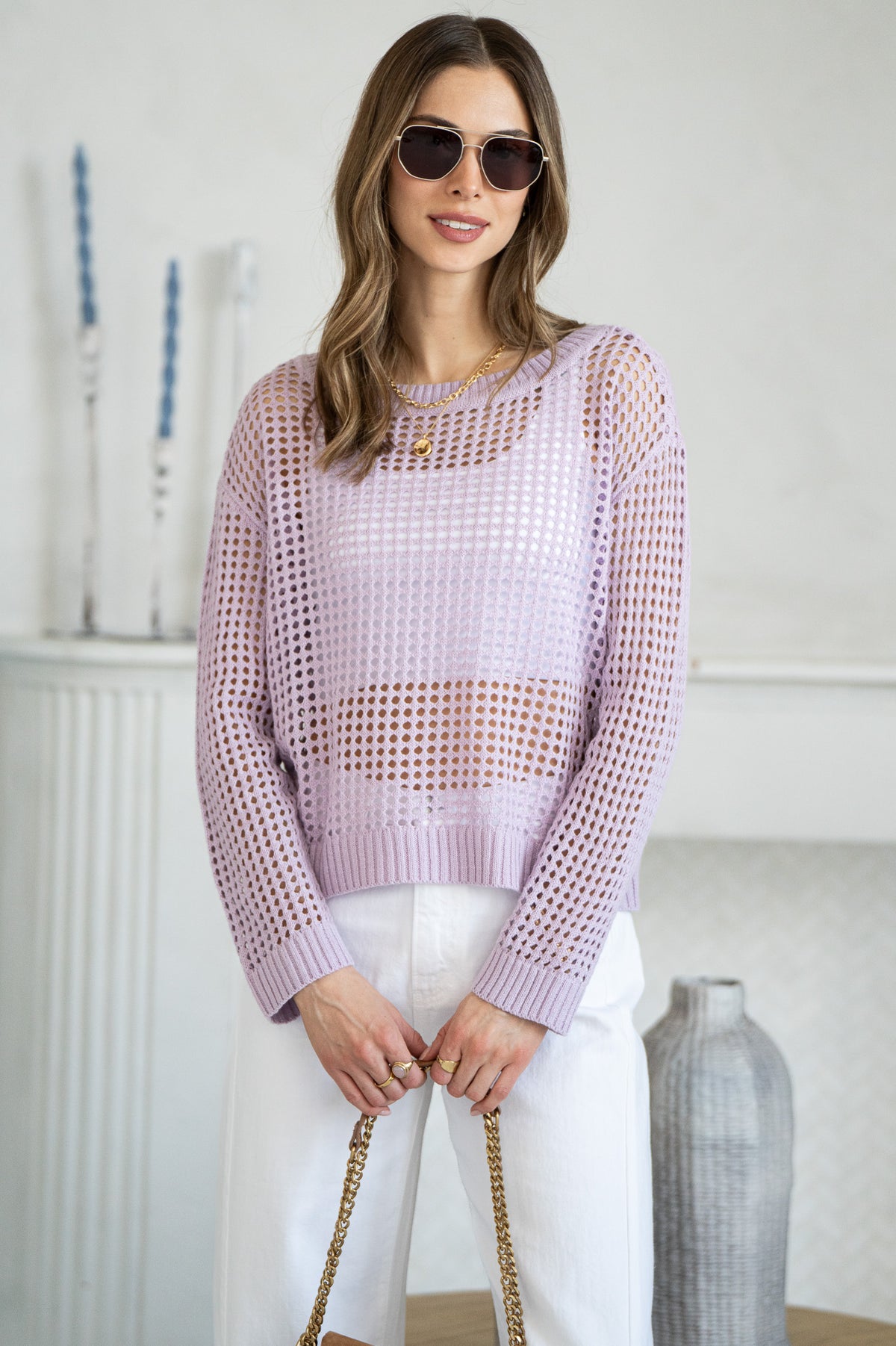 AZELIE OPEN KNIT SWEATER-LA