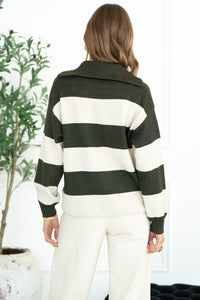 REMEDY STRIPE HALF ZIP SWEATER