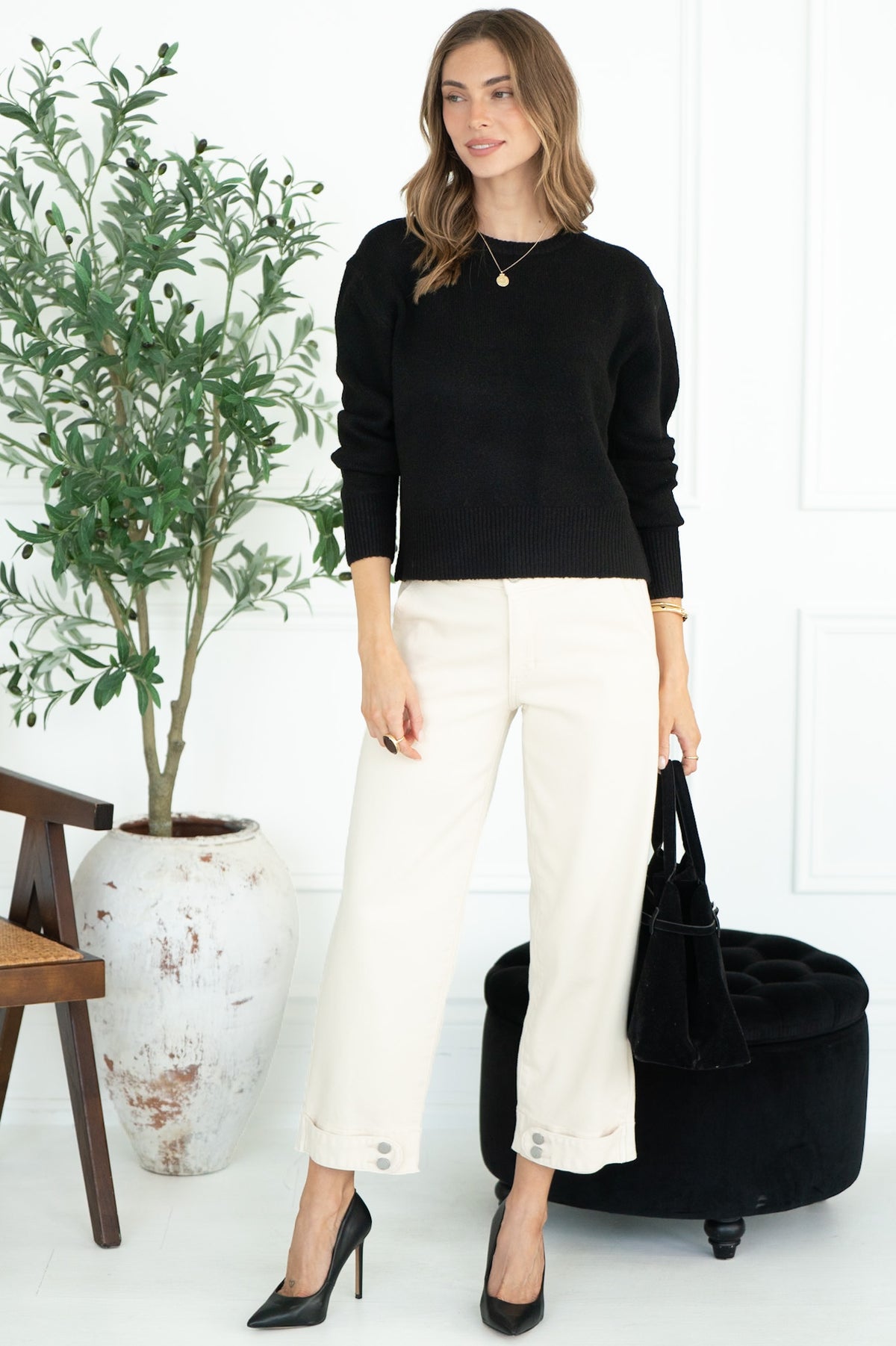 WILFRED PULLOVER SWEATER IN CAVIAR