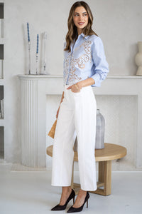 ORELIA EMBROIDERED COTTON BLOUSE