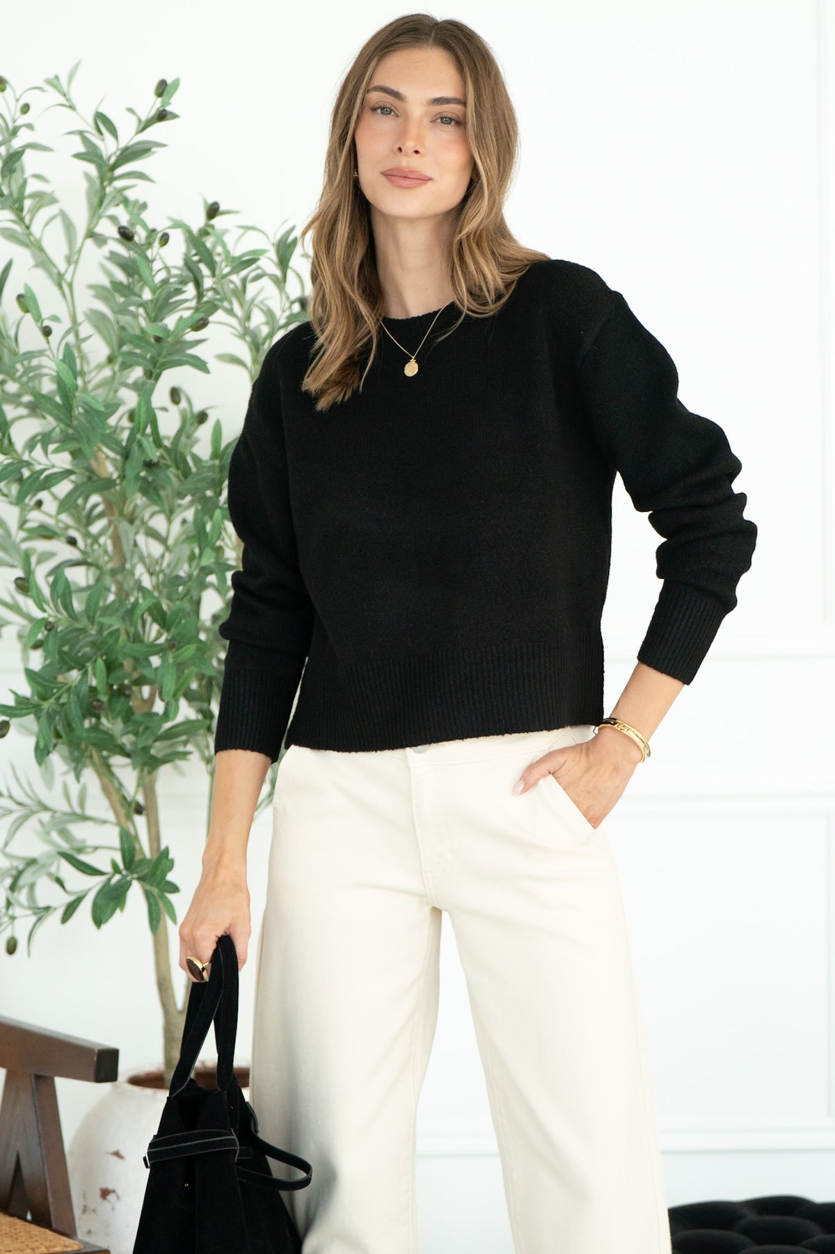 WILFRED PULLOVER SWEATER IN CAVIAR