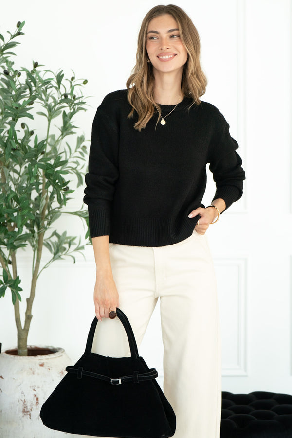 WILFRED PULLOVER SWEATER IN CAVIAR