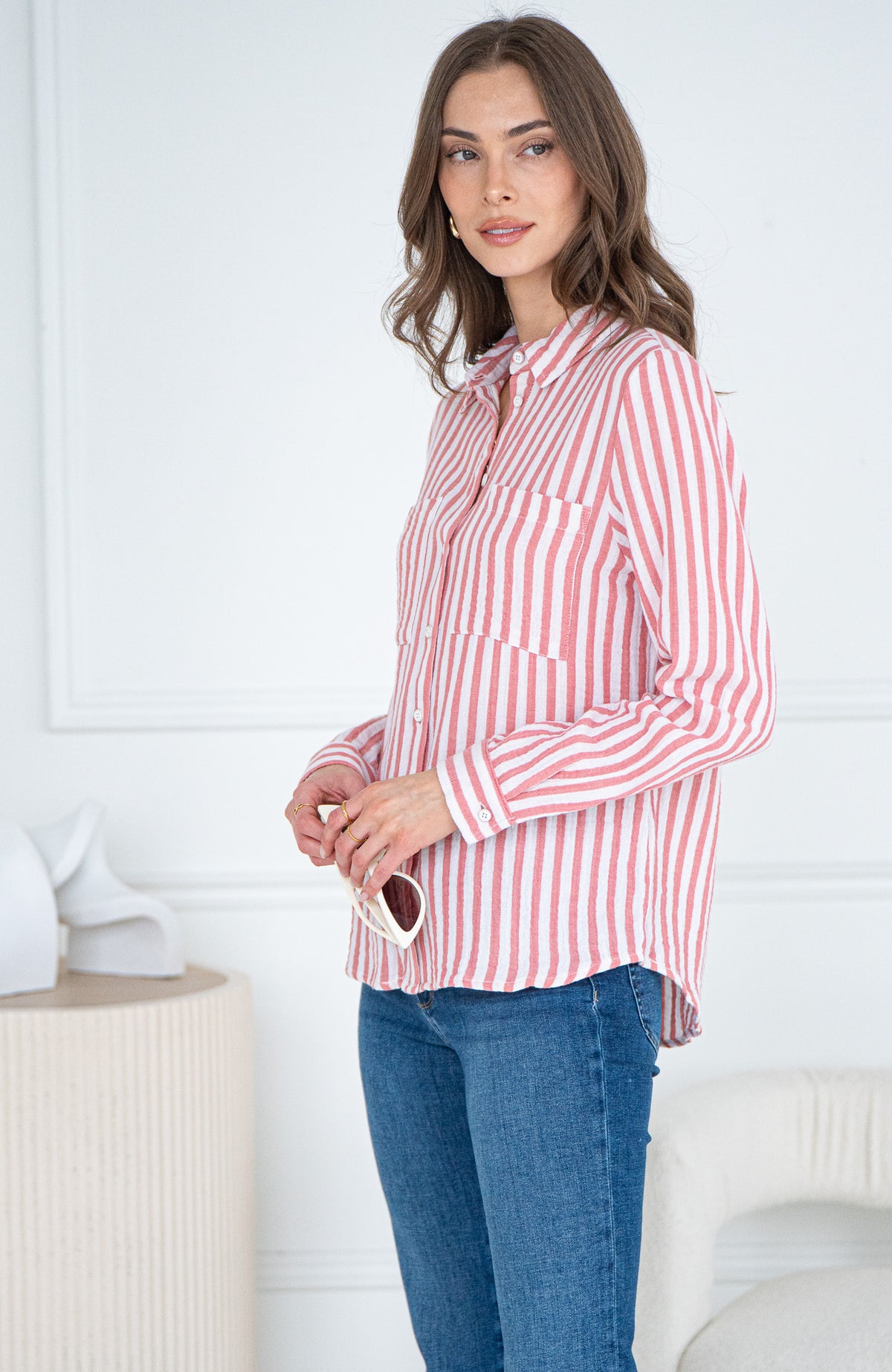 CITY CHIC STRIPE COTTON  BLOUSE-CO