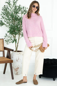 OLIVER MOCKNECK SWEATER IN PETAL