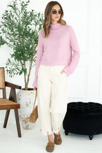 OLIVER MOCKNECK SWEATER IN PETAL