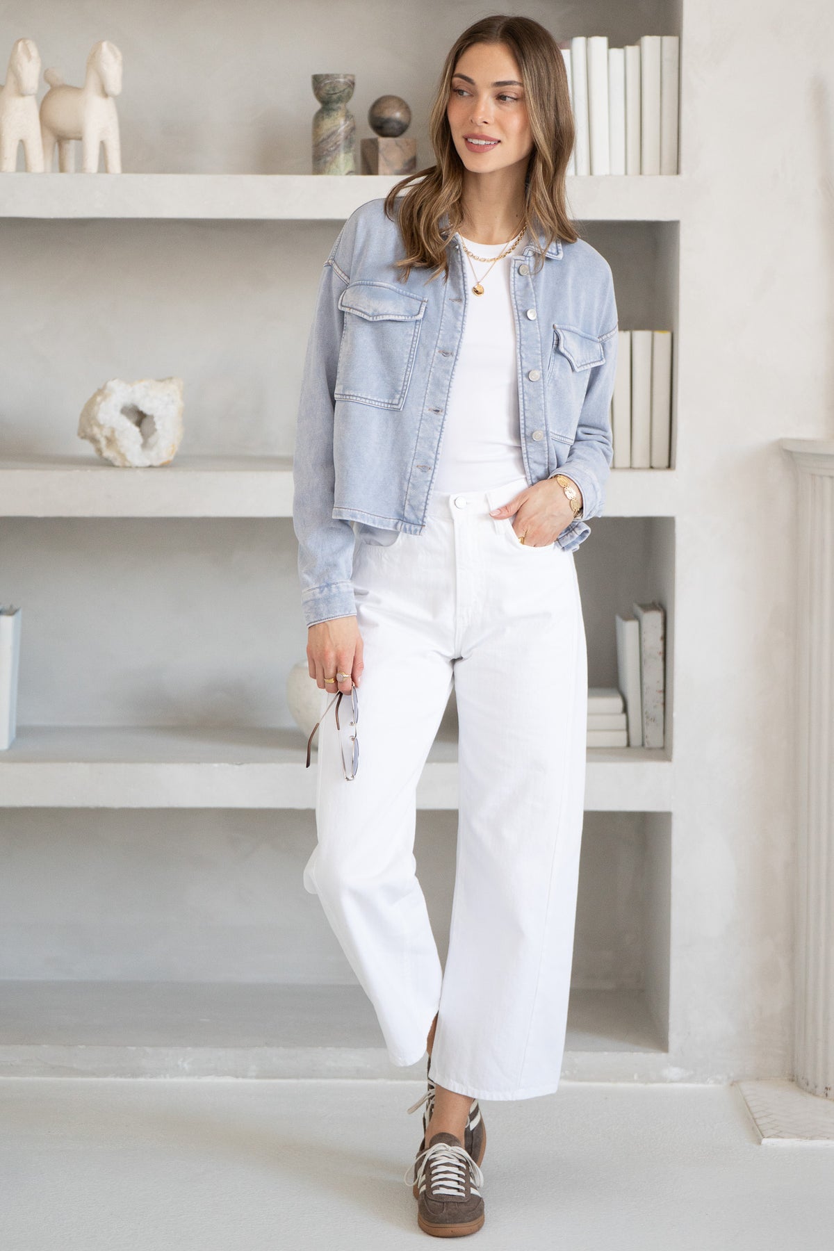 LULU FRENCH TERRY BUTTON UP SWEATSHIRT