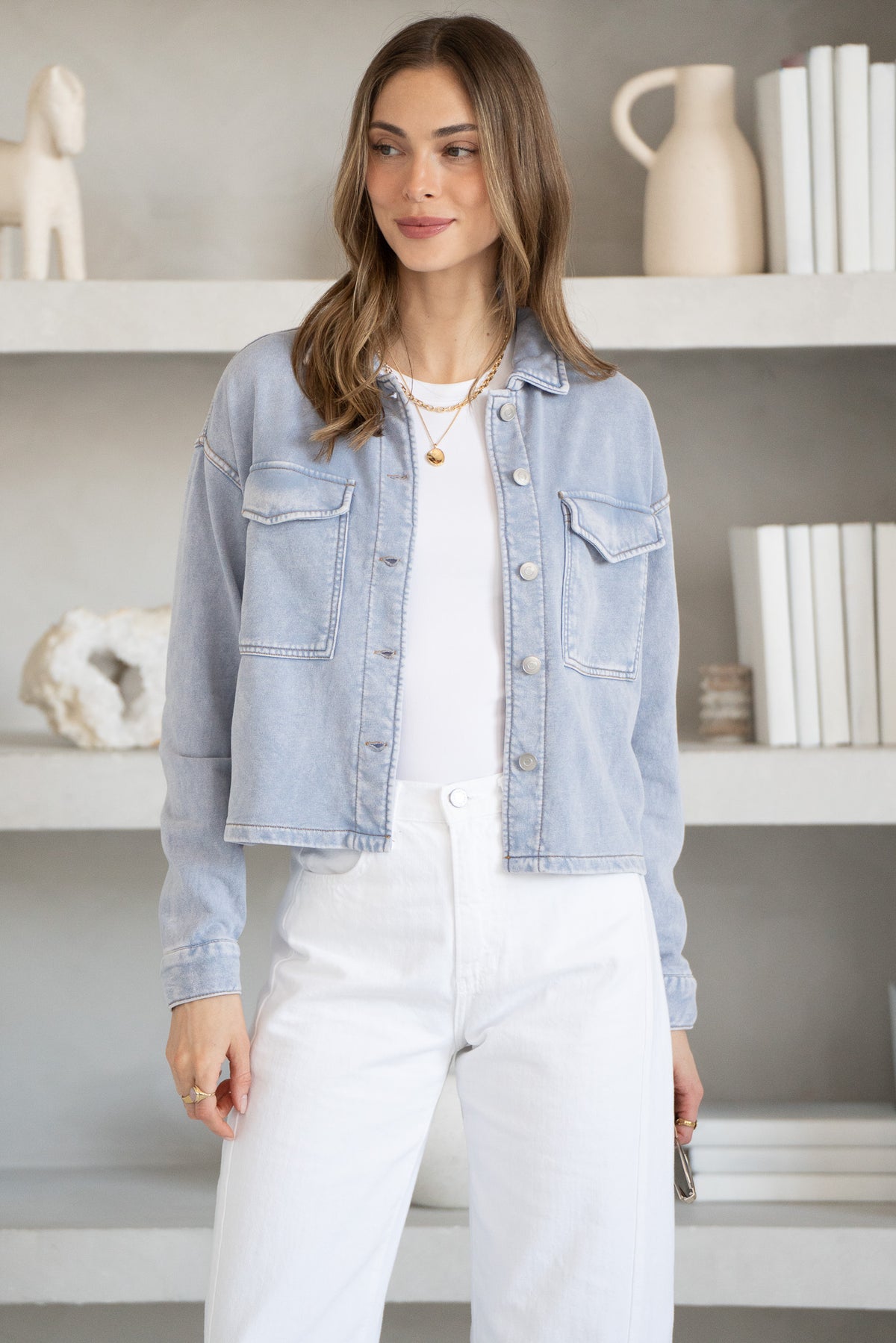 LULU FRENCH TERRY BUTTON UP SWEATSHIRT
