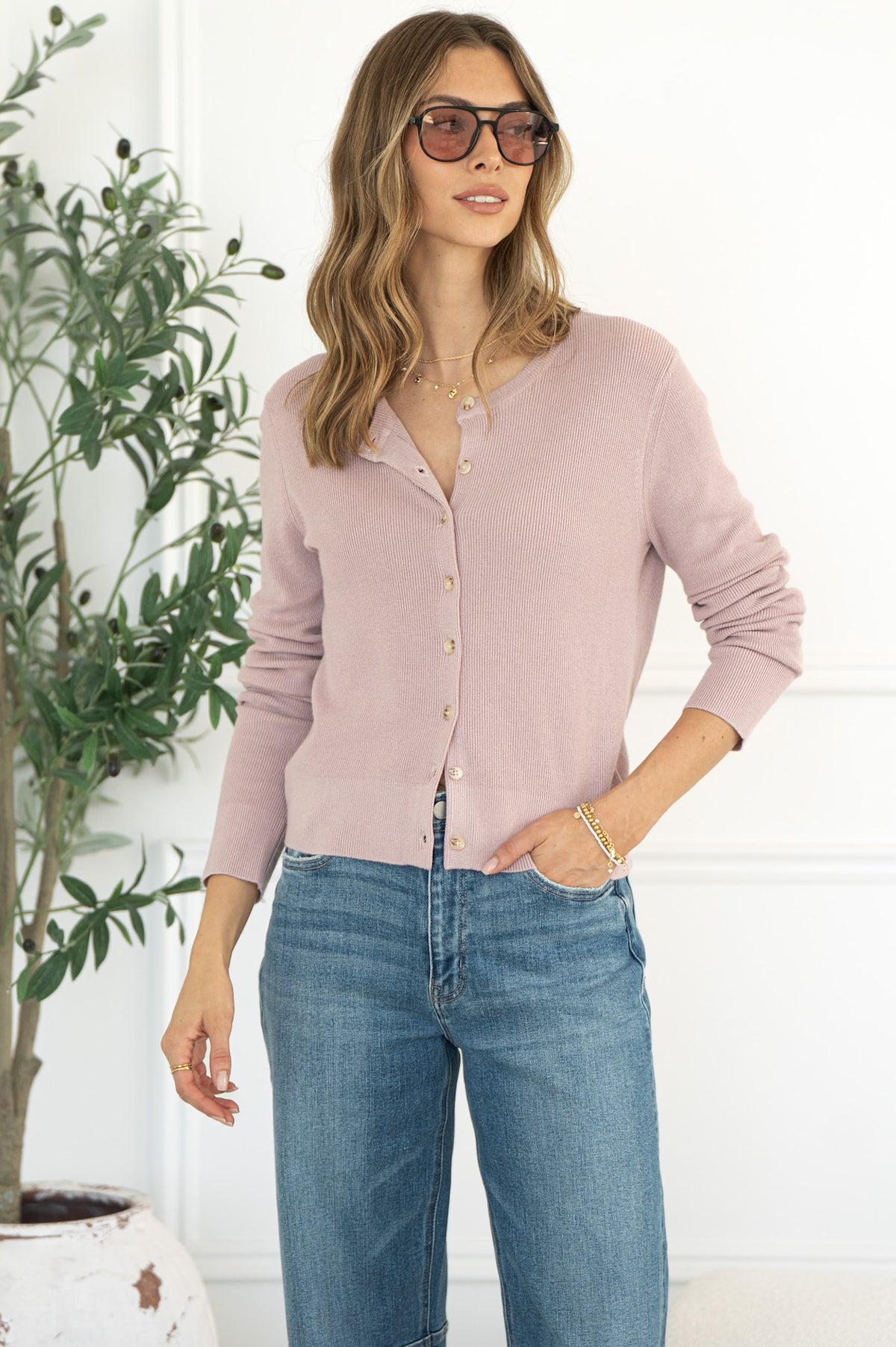 FATE CLASSIC RIBBED CARDIGAN-DP