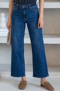 DAYTON CROP WIDE LEG JEANS IN DARK BLUE