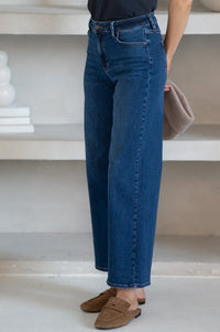DAYTON CROP WIDE LEG JEANS IN DARK BLUE