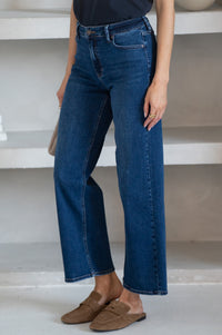 DAYTON CROP WIDE LEG JEANS IN DARK BLUE