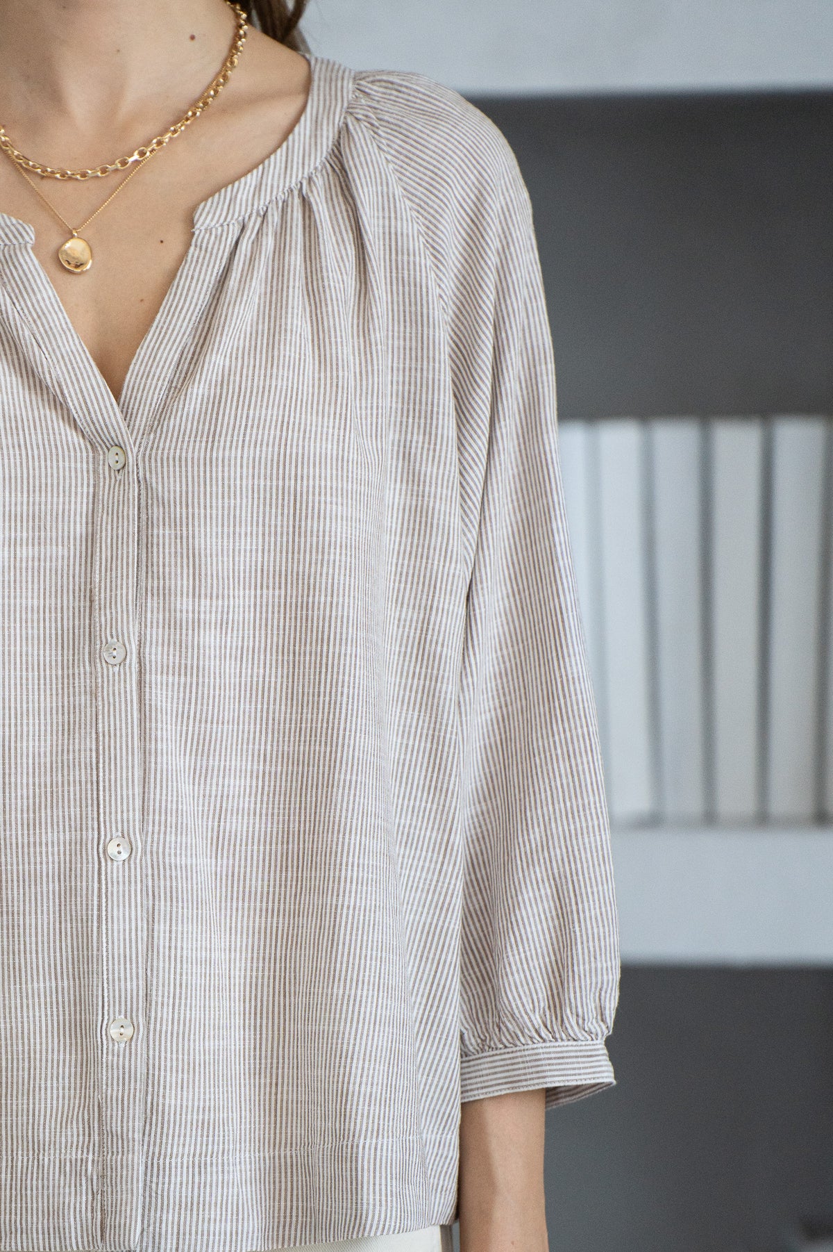 NORA STRIPE BLOUSE-BR